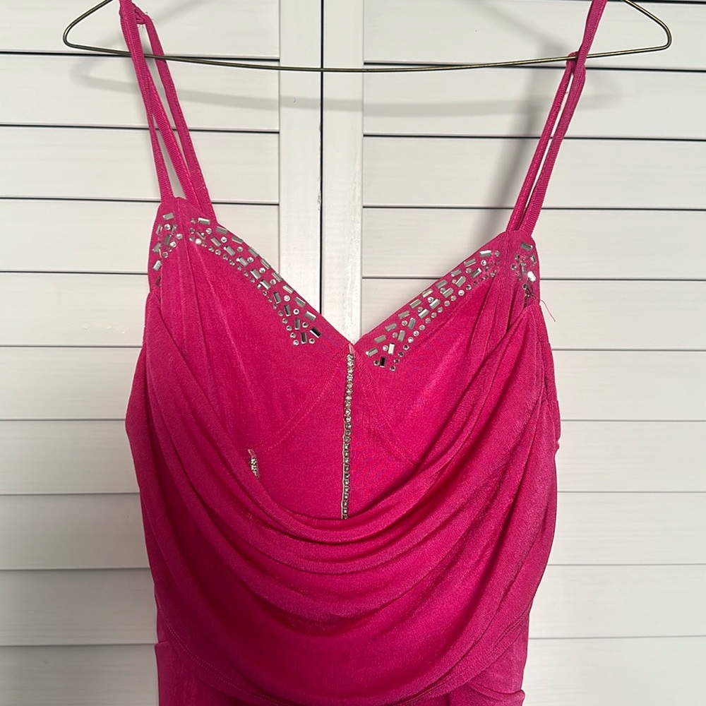 Pink dress with rhinestone detail